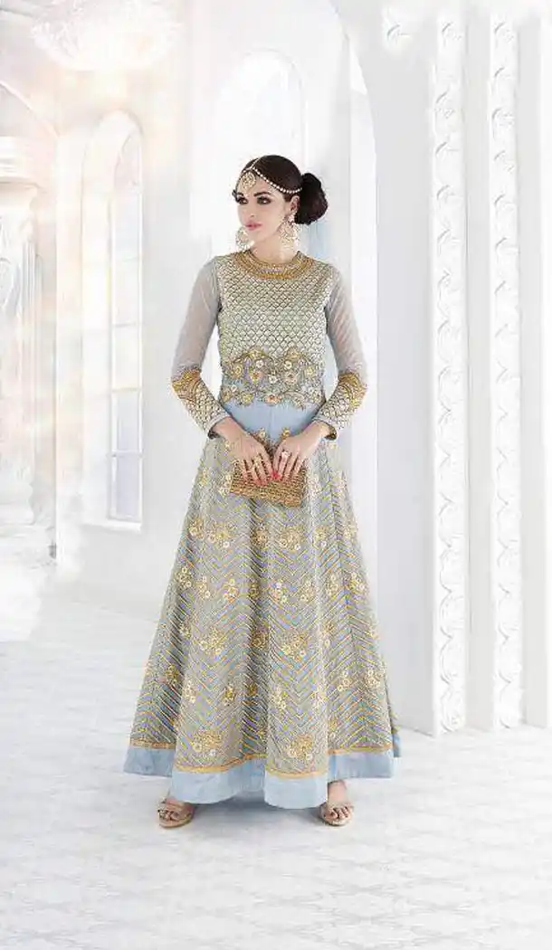 Grey Color Georgette Pakistiani Style Designer Wear Churidar Suit | FH569484518