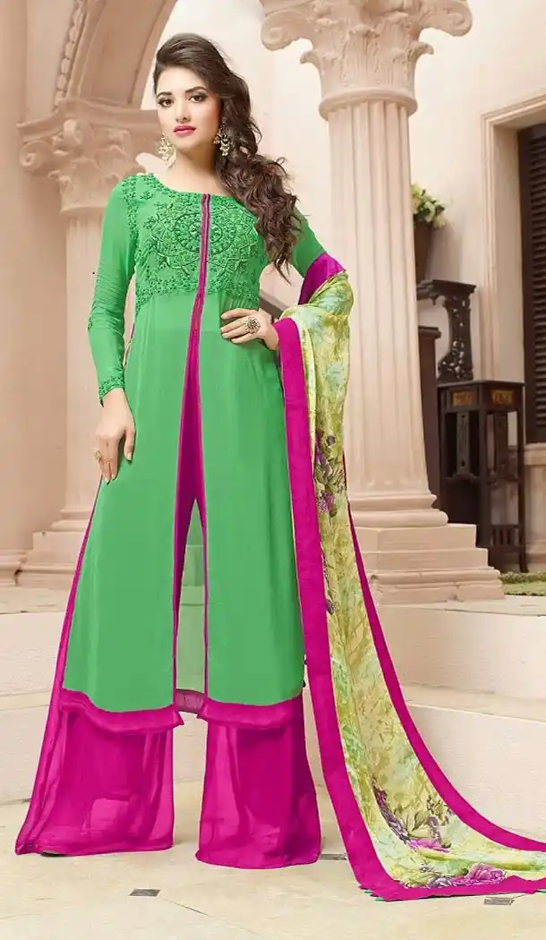 Green Color Georgette Embroidery Work Party Wear Salwar Kameez | FH570684645