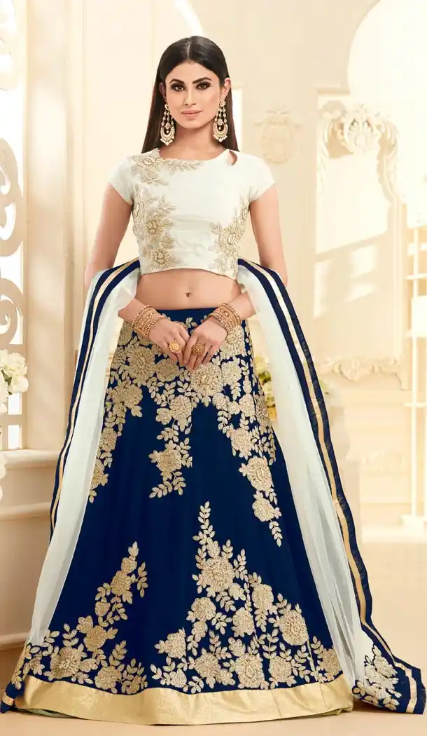 Tv Serial Actress Mouni Roy in Blue Color Georgette Lehenga Choli | FH572484779