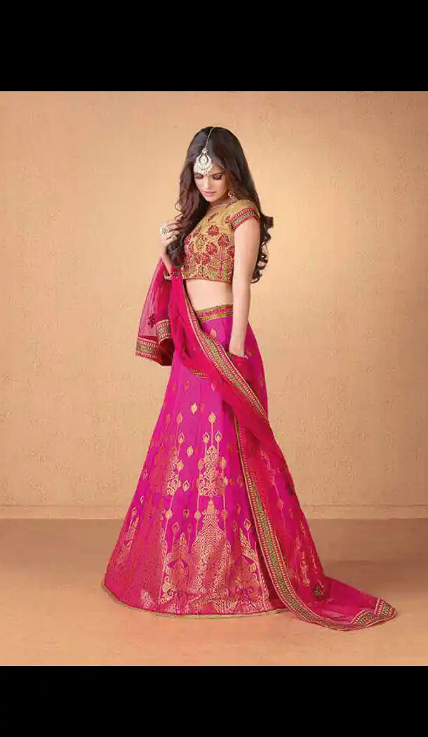Banarasi Silk Circular Style Traditional Lehenga Choli in Deep Pink Color | FH572584798