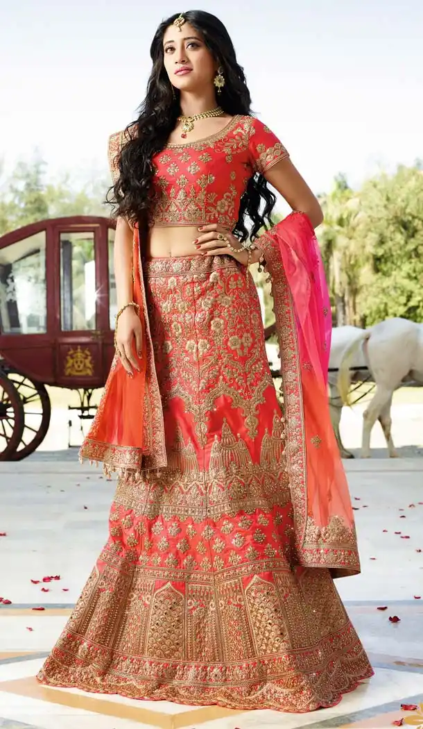 Designer Wear Lehenga Choli in Pink Color with Silk and Embroidery | FH573785019