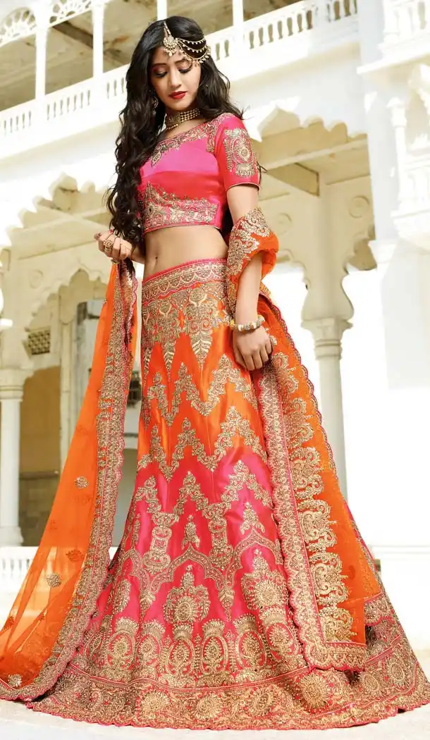 Designer Wear Lehenga Choli in with Silk and Embroidery Orange Color | FH573785023