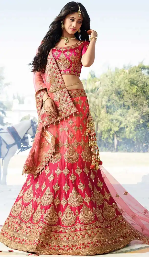 Designer Wear Lehenga Choli in with Silk and Embroidery Salmon Color | FH573785024