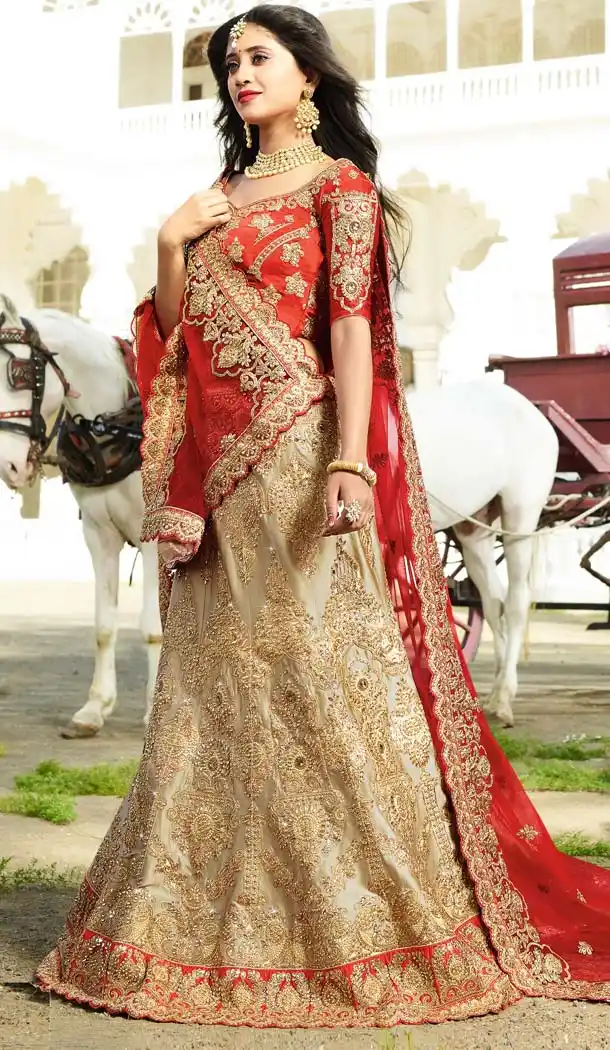 Designer Wear Lehenga Choli in with Silk and Embroidery Beige Color | FH573785027