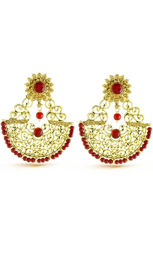 Women Gold Color Artificial Chandelier Style Fancy Earring | FH573885028