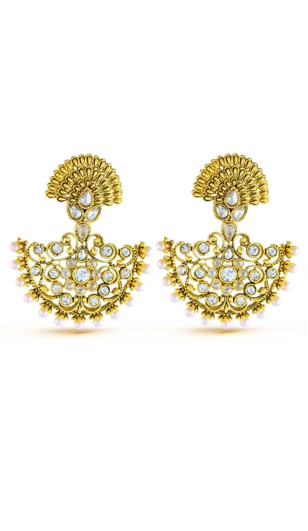 Women Gold Color Artificial Chandelier Style Fancy Earring | FH573885031