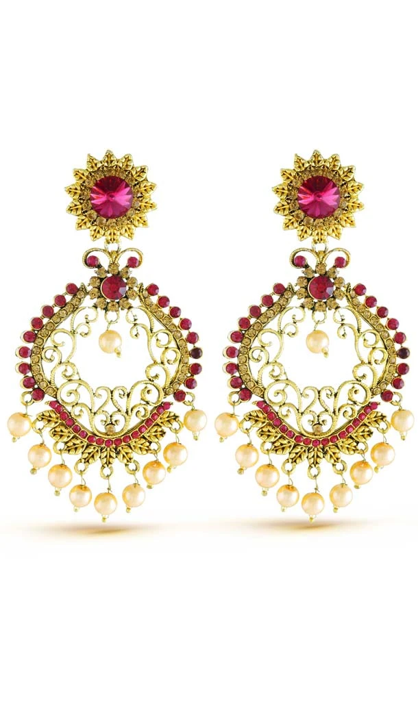 Gold Color Artificial Chandelier Style Fancy Earring | FH573885032