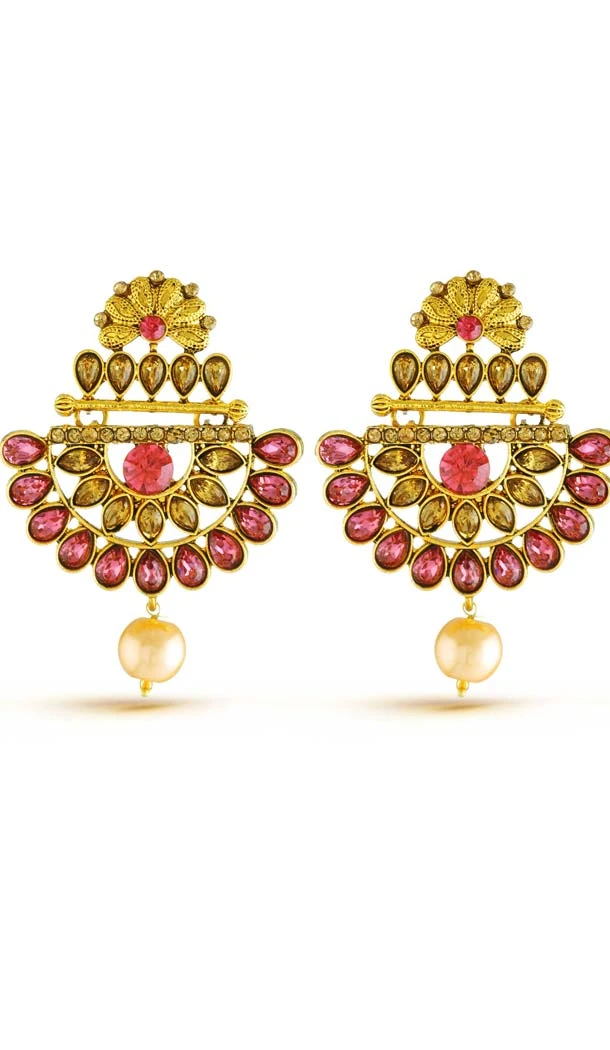 Gold artificial jewellery earrings aqua quartz plate stone | FH573885037