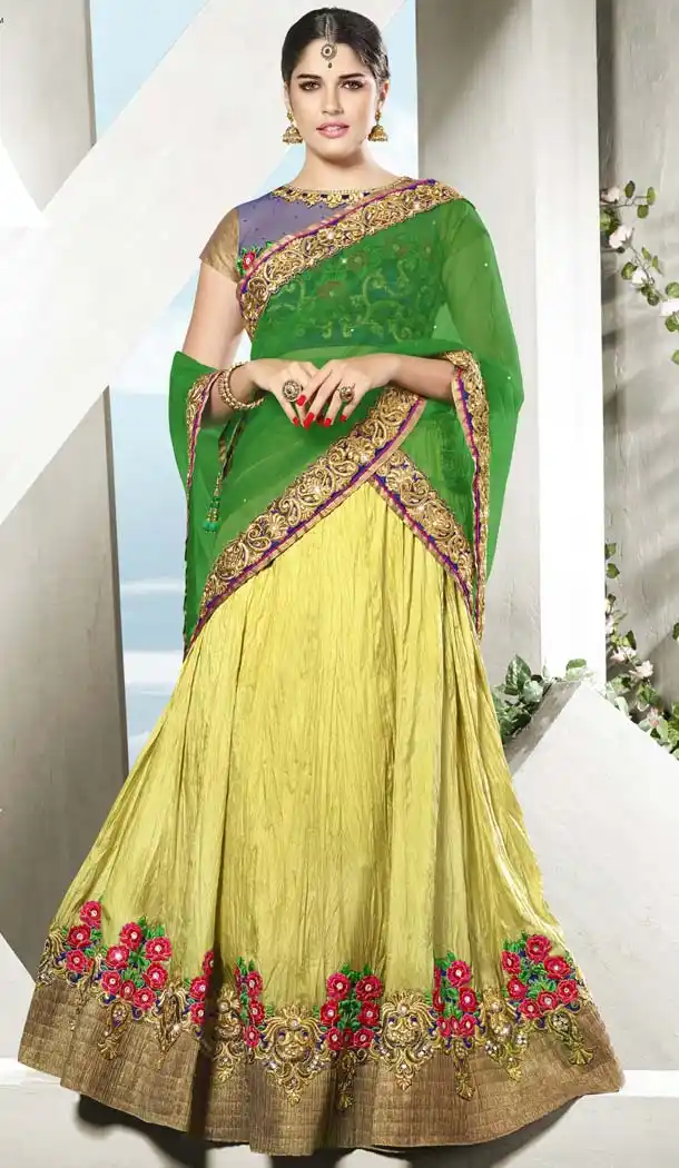 Yellow Color Art Silk Traditional Wear Circular Lehenga Choli | FH573984935