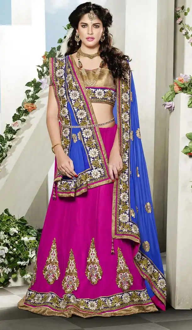 Deep Pink Color Net Traditional Wear Circular Lehenga Choli | FH573984936