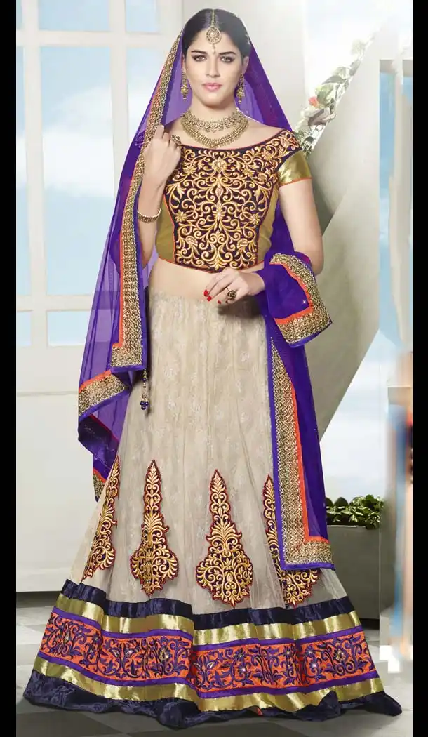 Off White Color Net Traditional Wear Circular Lehenga Choli | FH573984938