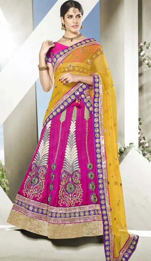 Pink Color Art Silk Traditional Wear A Line Lehenga Choli | FH573984940