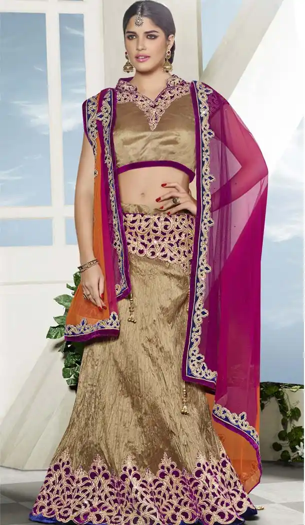 Tan Brown Color Art Silk Traditional Wear A Line Lehenga Choli | FH573984946
