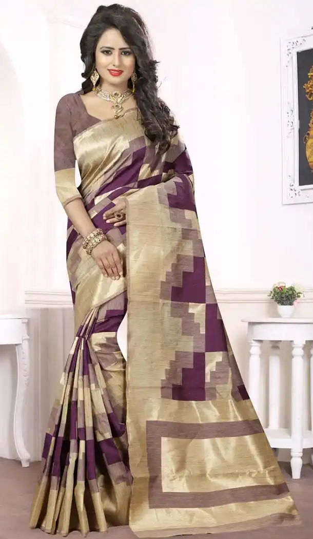 Silk Beige Color Printed Casual Wear Saree Blouse | FH575185150