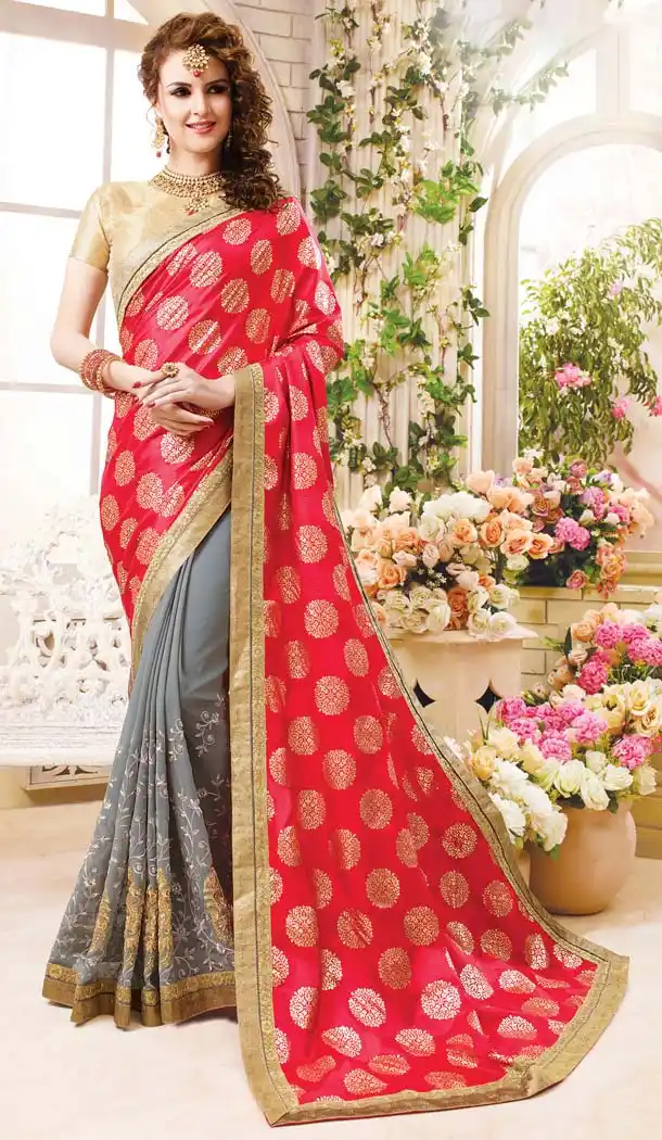 Georgette Fabric Slate Color Day Wear Casual Saree Blouse | FH576085210