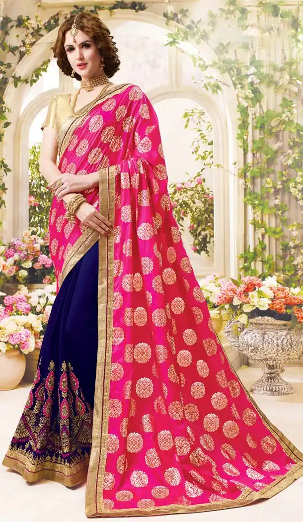 Georgette Fabric Deep Pink Color Day Wear Casual Saree Blouse | FH576085212