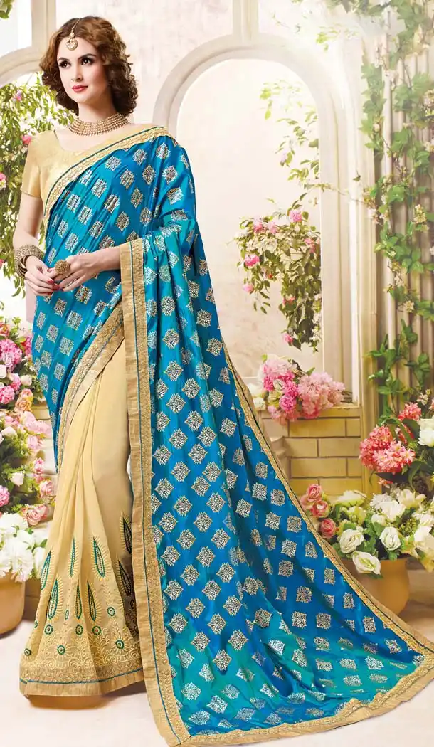 Georgette Fabric Blue Color Day Wear Casual Saree Blouse | FH576085213