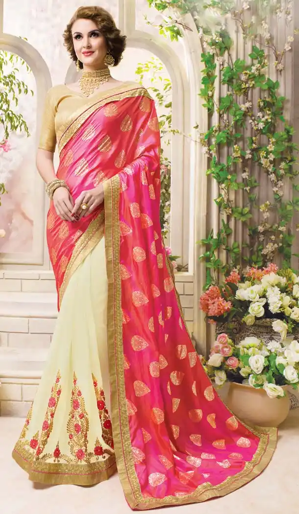 Georgette Fabric Pink Color Day Wear Casual Saree Blouse | FH576085218