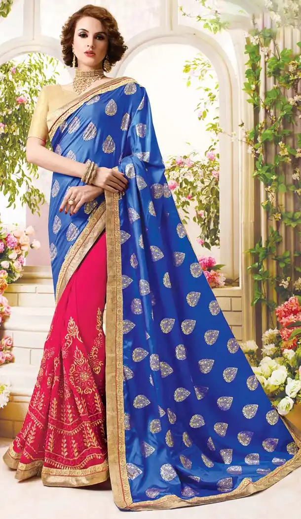 Georgette Fabric Blue Color Day Wear Casual Saree Blouse | FH576085221