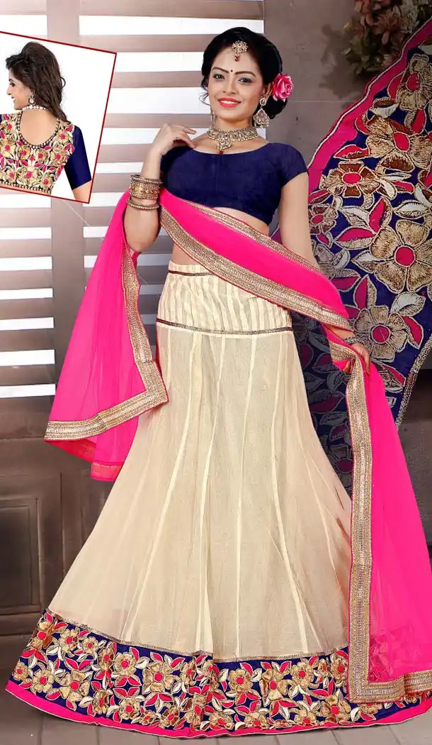 Beige Color Lycra Circular Style Party Wear Lehenga Choli | FH576785285