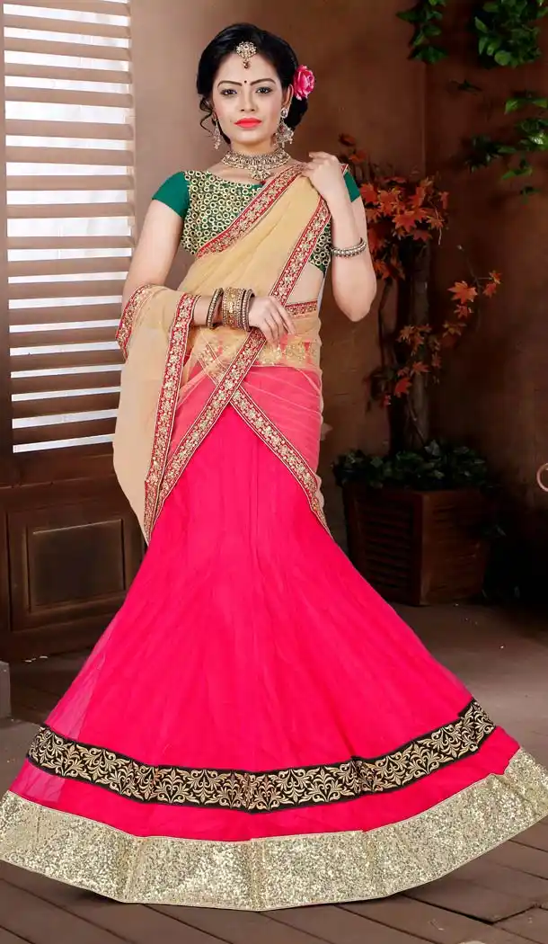 Deep Pink Color Net Circular Style Party Wear Lehenga Choli | FH576785290