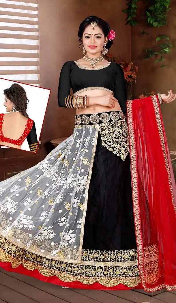 Black Color Net Circular Style Party Wear Lehenga Choli | FH576785291