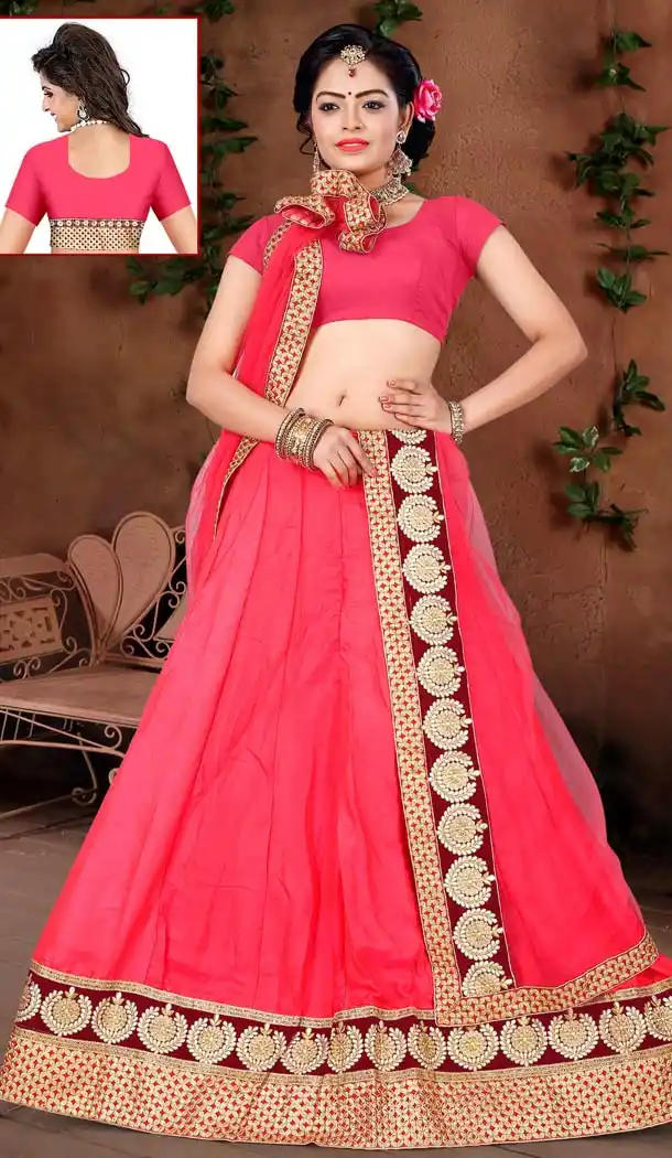 Pink Color Silk Circular Style Party Wear Lehenga Choli | FH576785292
