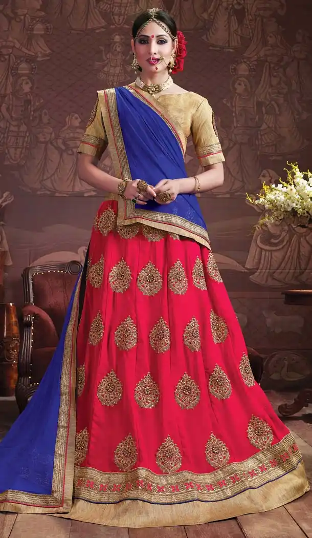 Deep Pink Color Georgette Embroidery Work Treditional Lehenga Choli | FH577685362