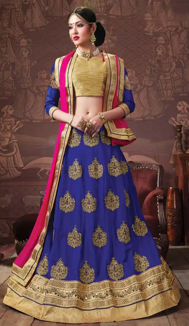 Blue Color Georgette Embroidery Work Treditional Lehenga Choli | FH577685372