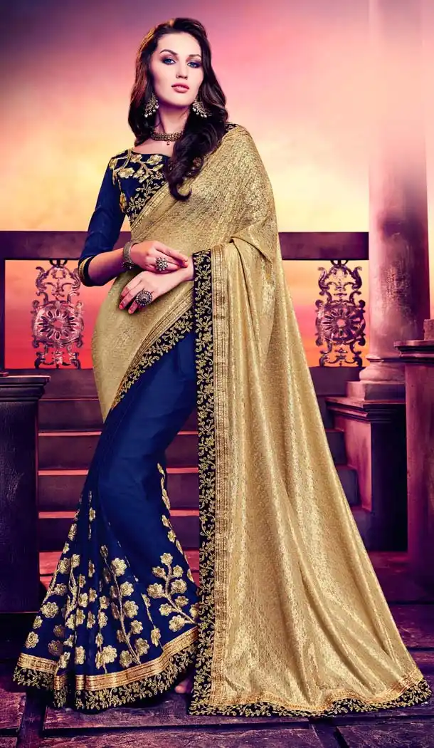 Blue Color Chiffon Embroidery Casual Wear Saree | FH577785376