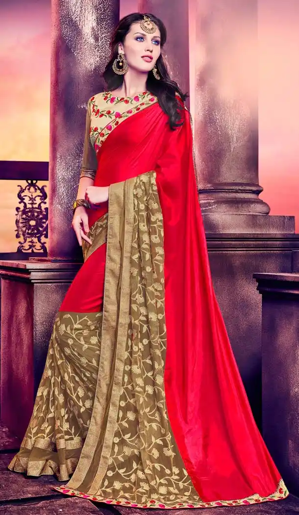 Pink Color Georgette Embroidery Casual Wear Saree | FH577785381