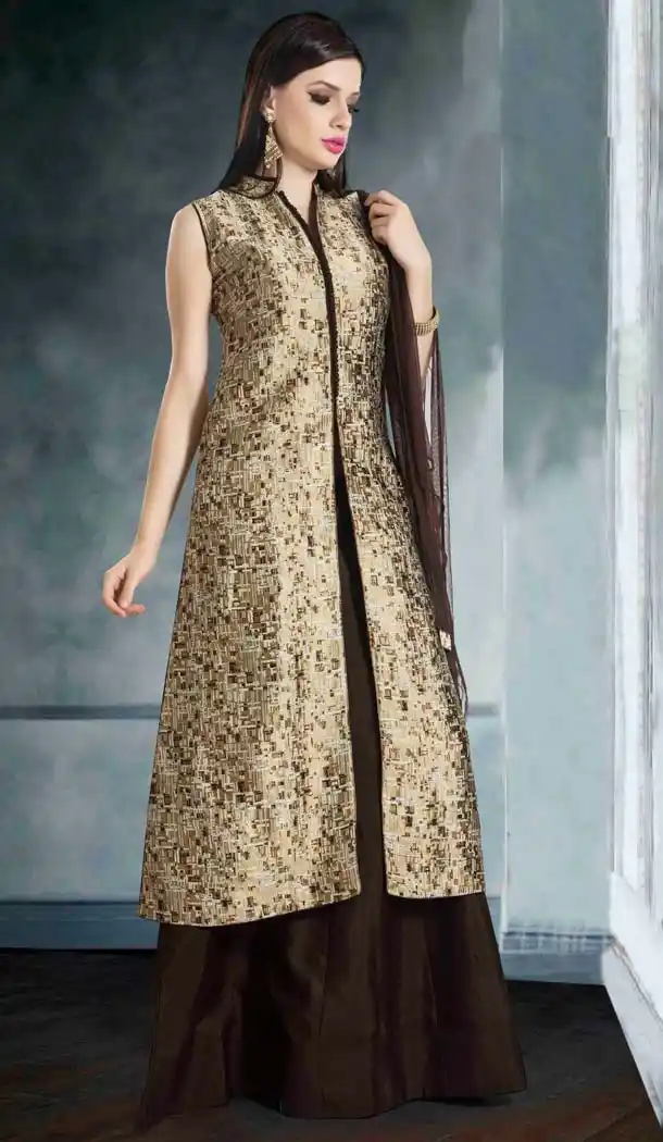 Beige Color Raw Silk Achkan Style Salwar Kameez | FH578985551