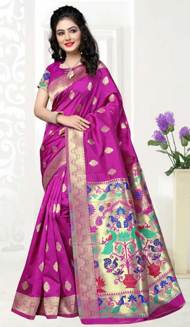 Deep Pink Color Art Silk Pooja and Traditional Wear Saree | FH579186175
