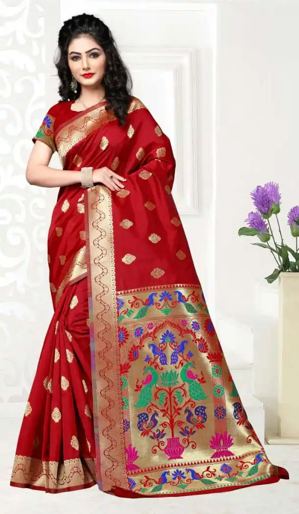 Red Color Art Silk Pooja and Traditional Wear Saree | FH579186178