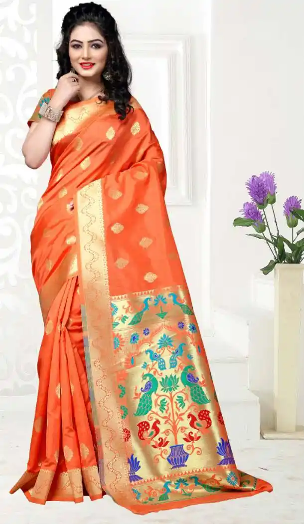 Orange Color Art Silk Pooja and Traditional Wear Saree | FH579186179