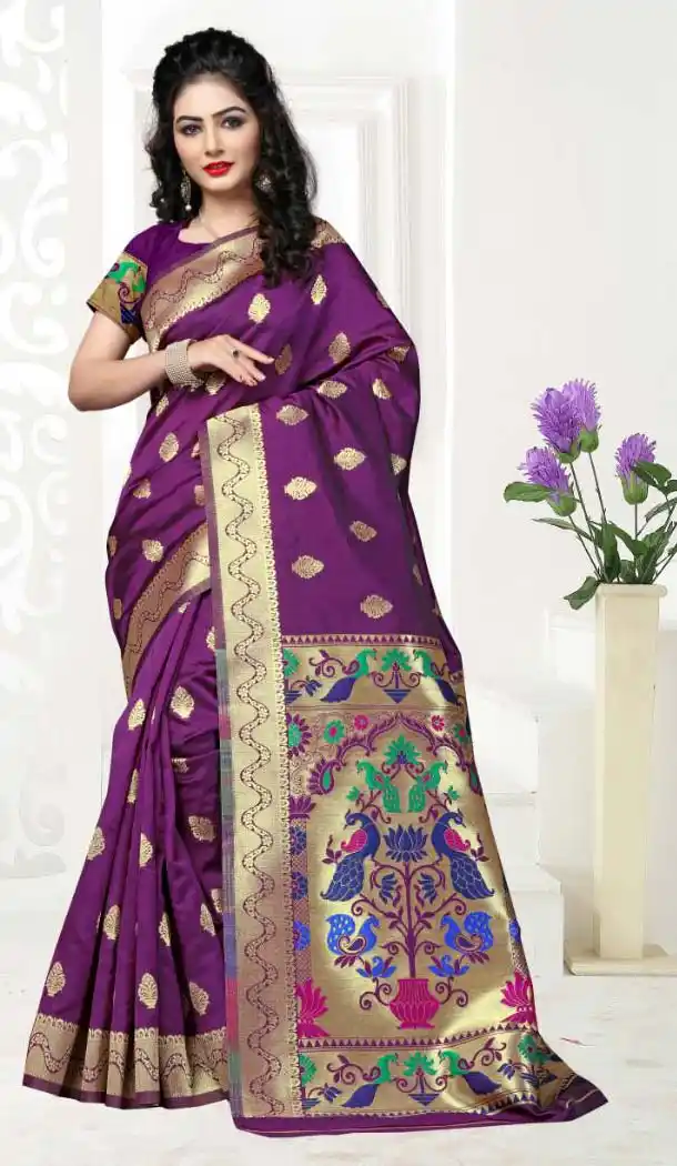 Purple Color Art Silk Pooja and Traditional Wear Saree | FH579186182