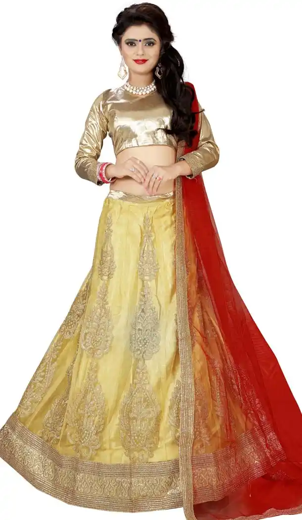 Yellow Color Net Embroidery Circular Style Lehenga Choli | FH579685600