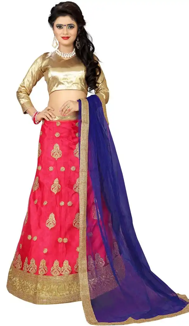 Deep Pink Color Net Embroidery Circular Style Lehenga Choli | FH579385604
