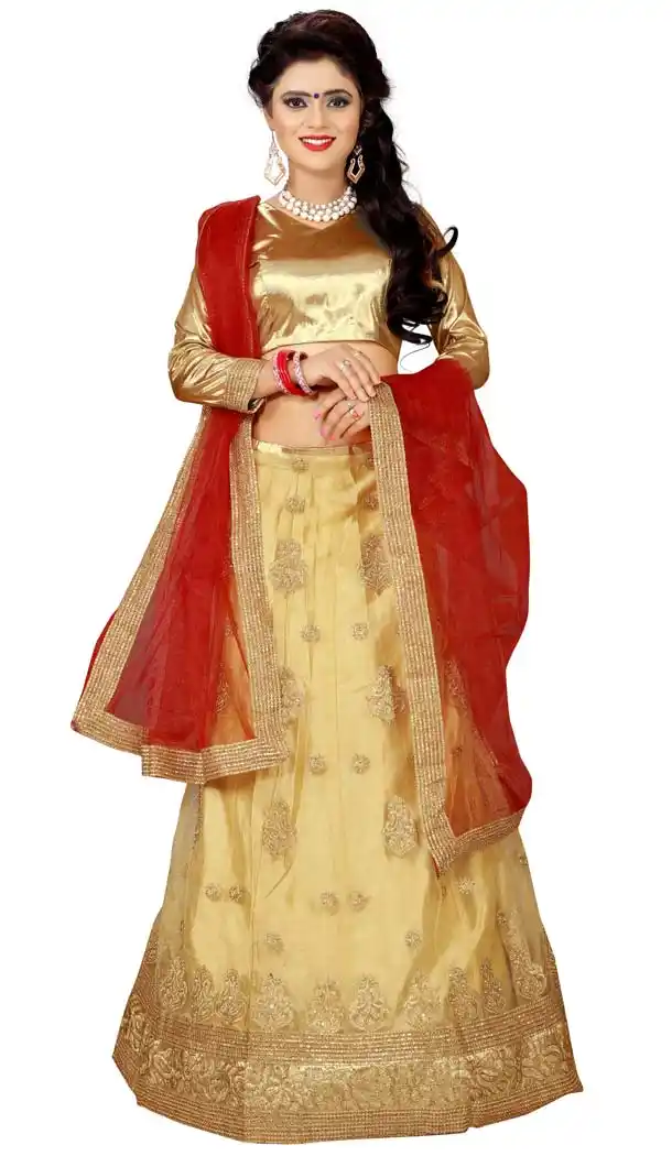 Beige Color Net Embroidery Circular Style Lehenga Choli | FH579385606
