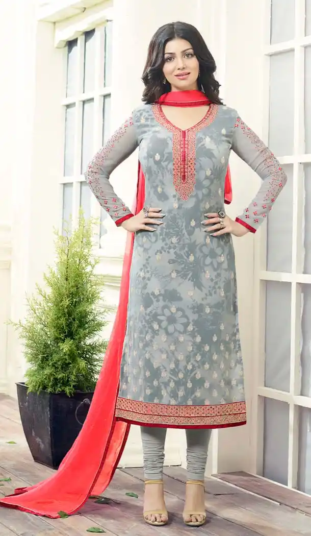 Bollywood Actress Ayesha Takia in Grey Color Straight Cut Dresses | FH579785643