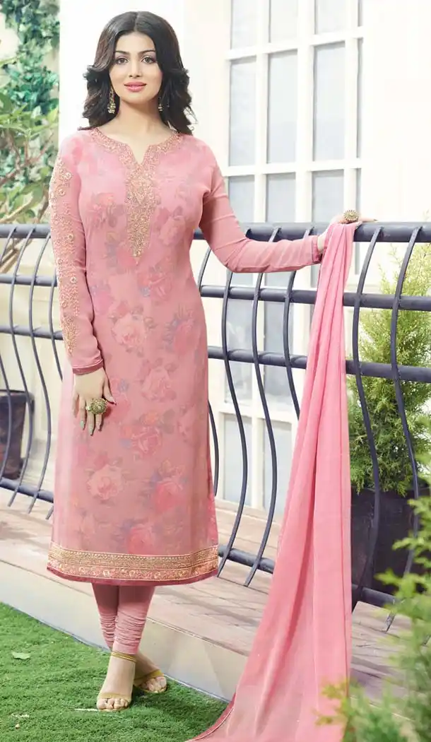 Bollywood Actress Ayesha Takia in Salmon Color Straight Cut Dresses | FH579785644