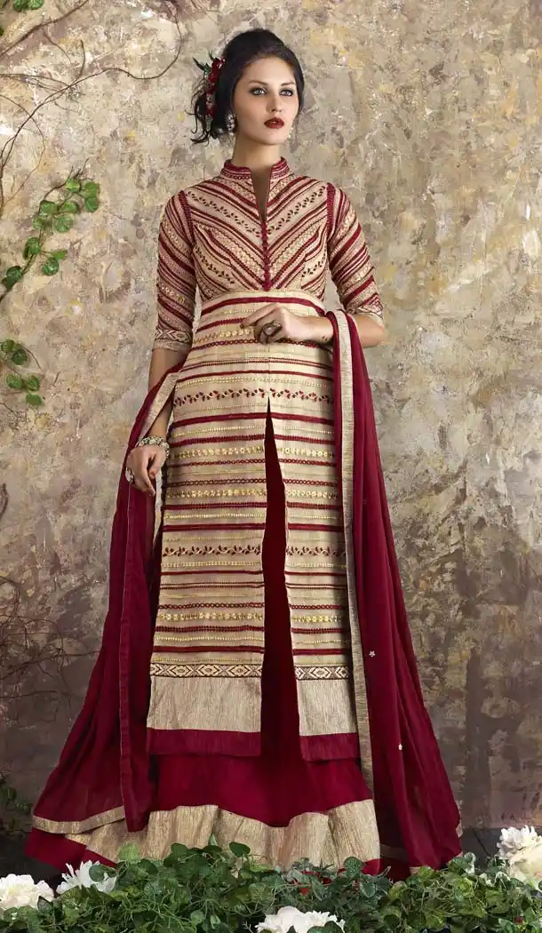 Beige Color Cotton Achkan Style Salwar Kameez | FH579885660