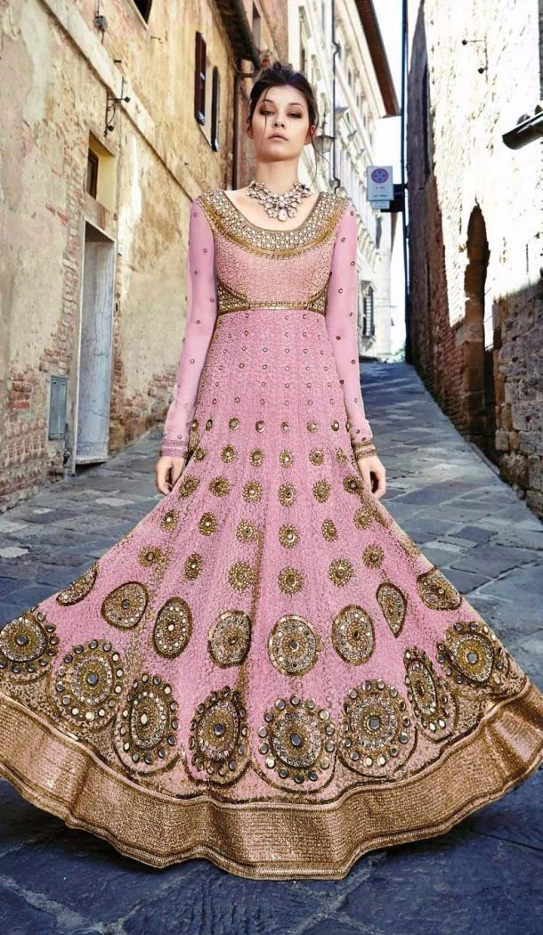 Pink Color Net Pakistani Style Anarkali Salwar Kameez | FH581385817