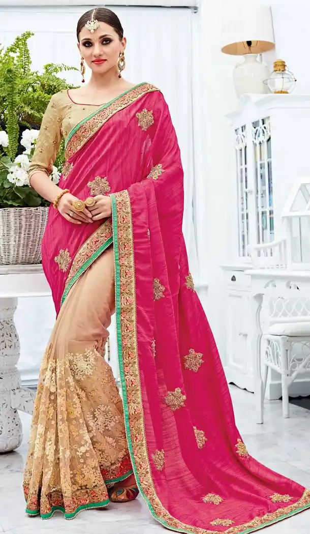 Pink Color Silk Party Wear Style Sarees Blouse | FH582086063