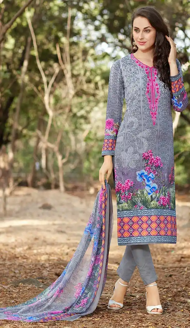 Digitel Printed Slate Grey Color Georgette Casual Salwar Kameez | FH582885992