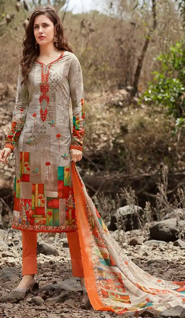 Digitel Printed Beige Color Georgette Casual Salwar Kameez | FH582885994