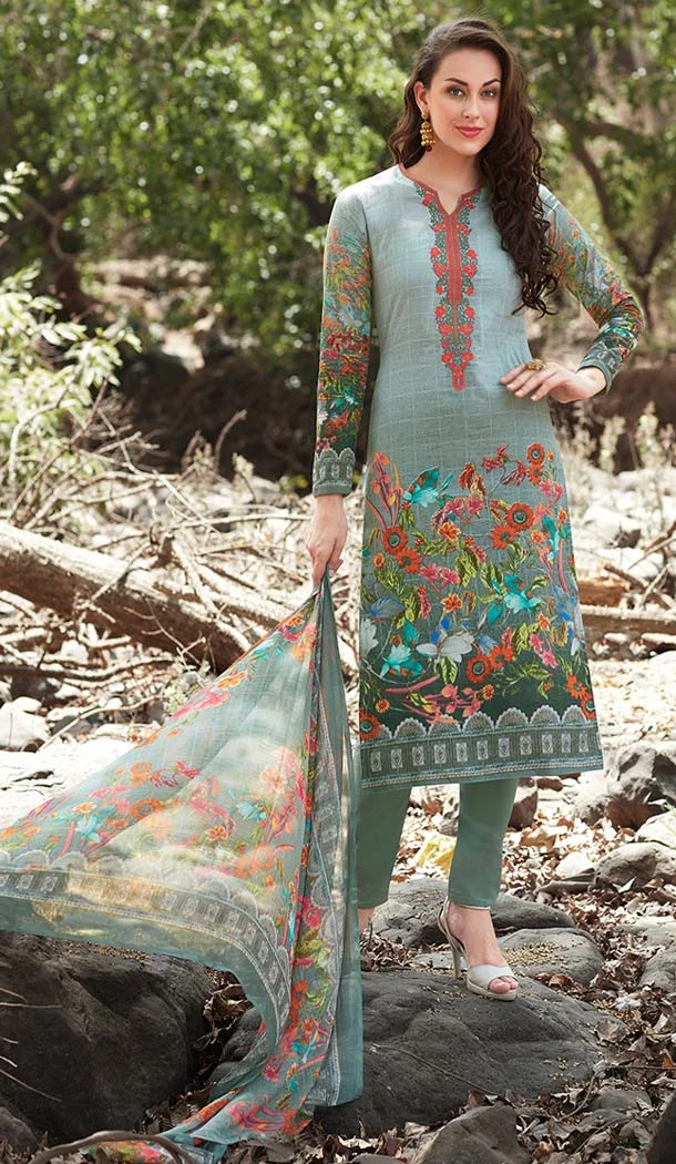 Digitel Printed Green Color Georgette Casual Salwar Kameez | FH582885995