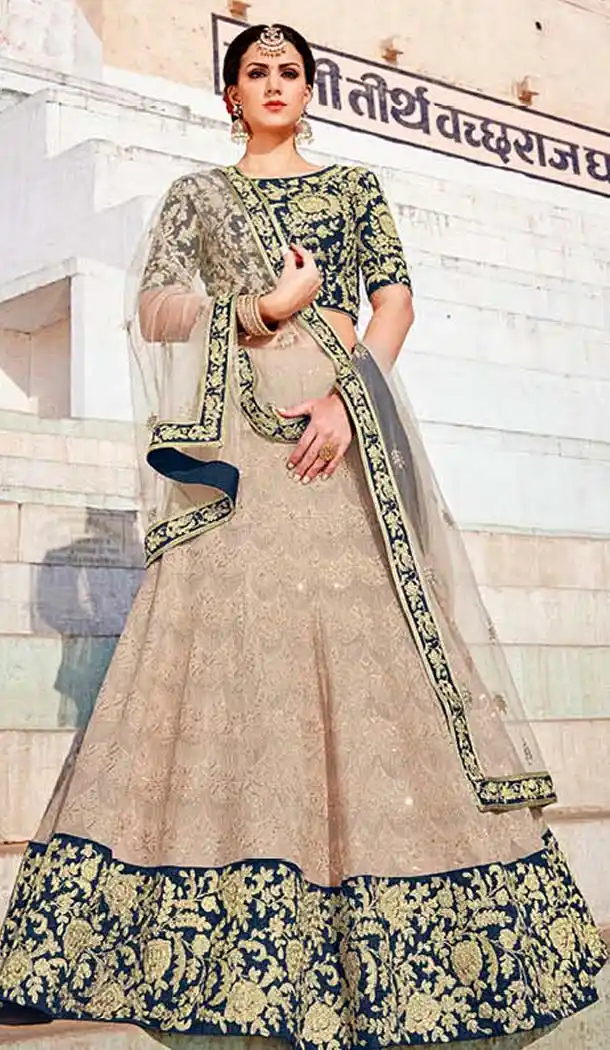Tan Brown Color Silk Embroidery Designer A Line Lehenga Choli | FH583486045