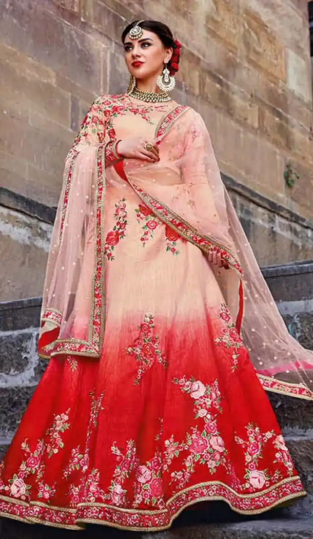 Red Color Silk Embroidery Designer A Line Lehenga Choli | FH583486049