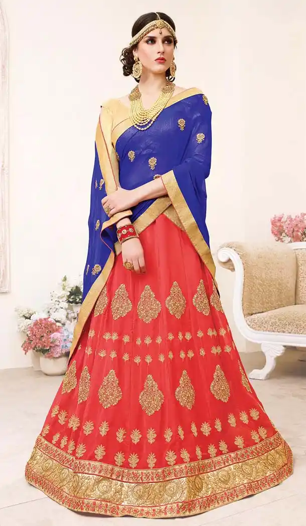 Georgette Purple Color Embroidery Circular Style Lehenga Choli | FH583786080